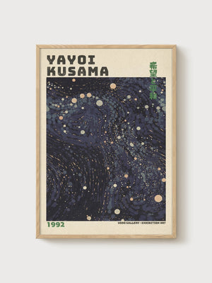 Yayoi Kusama Print poster in oak frame