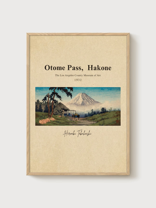 Otome Pass Hakone Print poster in oak frame