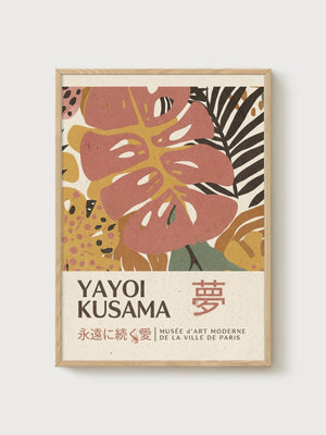 Yayoi Kusama Print poster in oak frame
