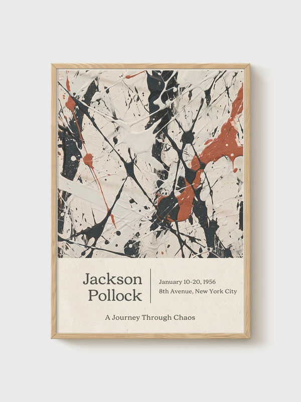 Jackson Pollock Print poster in oak frame