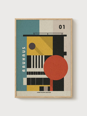 Bauhaus Print poster in oak frame