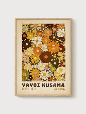 Yayoi Kusama Print poster in oak frame