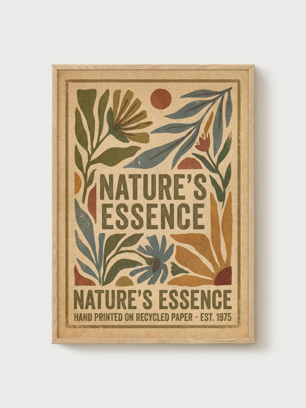 Vintage Botanical Print poster in oak frame