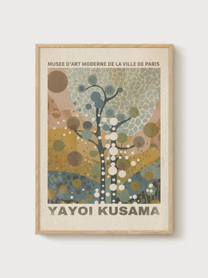 Yayoi Kusama Print poster in oak frame