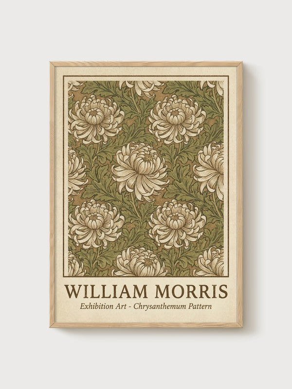 William Morris Print poster in oak frame