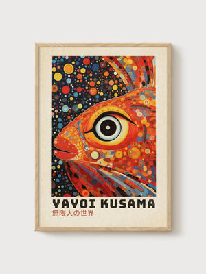 Yayoi Kusama Print poster in oak frame