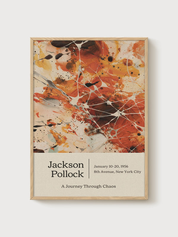 Jackson Pollock Print poster in oak frame