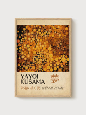 Yayoi Kusama Print poster in oak frame