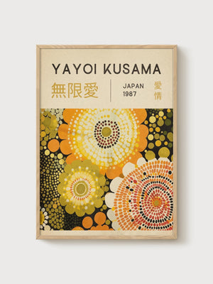 Yayoi Kusama Print poster in oak frame