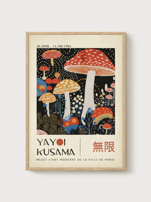Yayoi Kusama Print poster in oak frame