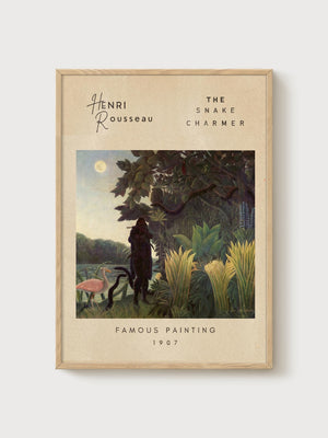 Henri Rousseau The Snake Charmer Print poster in oak frame