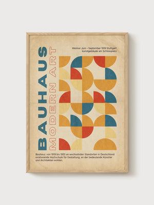 Bauhaus Print poster in oak frame