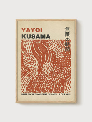 Yayoi Kusama Print poster in oak frame
