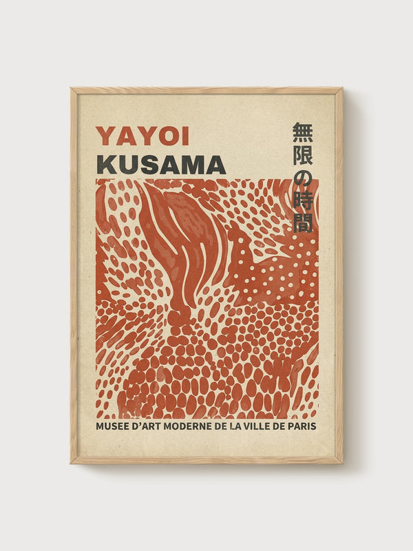 Yayoi Kusama Print poster in oak frame