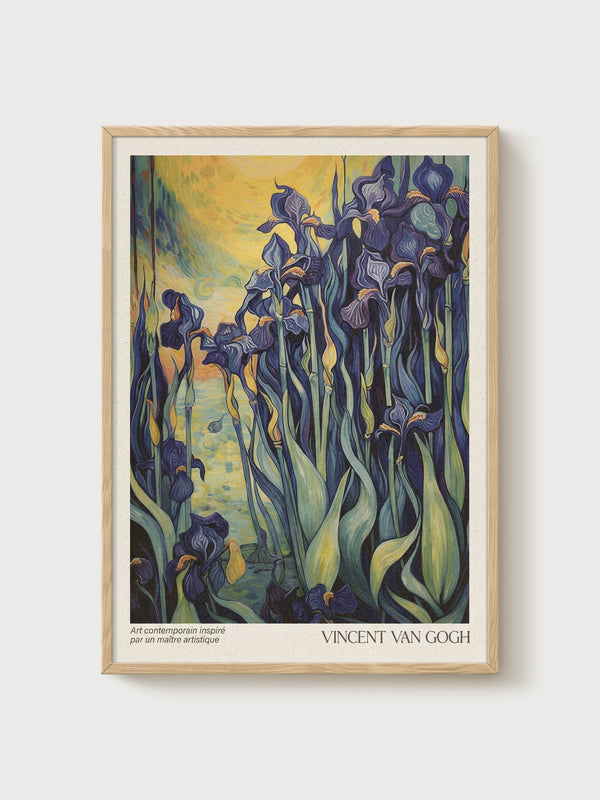 Vincent Van Gogh Irises Print poster in oak frame
