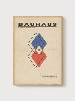 Bauhaus Print poster in oak frame