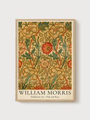 William Morris Carnation Print poster in oak frame