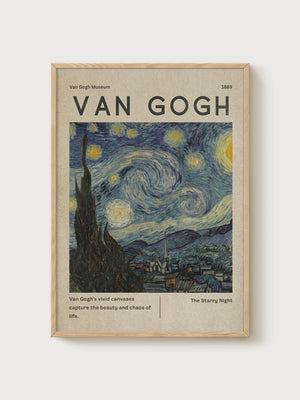 Van Gogh Starry Night Print poster in oak frame