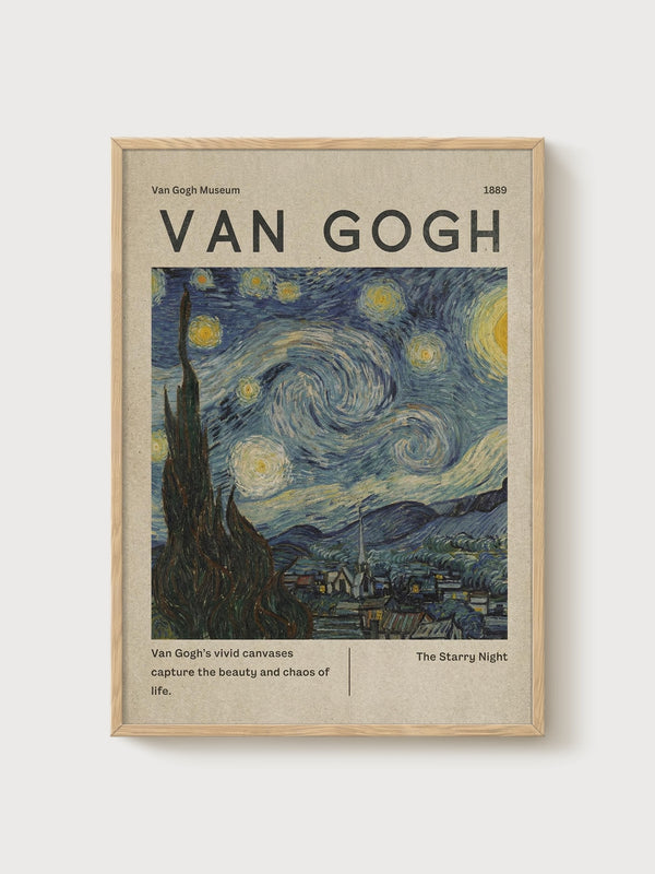 Van Gogh Starry Night Print poster in oak frame