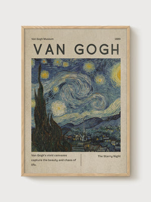 Van Gogh Starry Night Print poster in oak frame