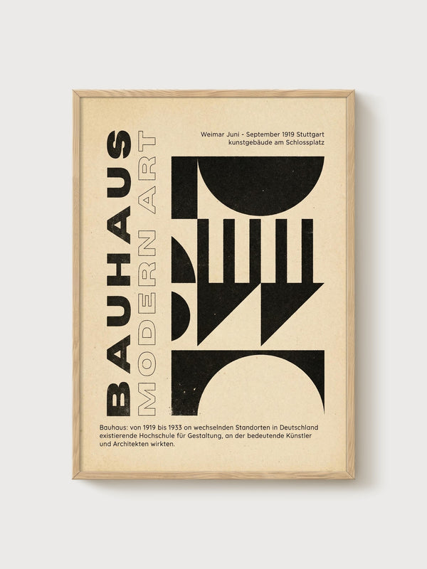 Bauhaus Print poster in oak frame