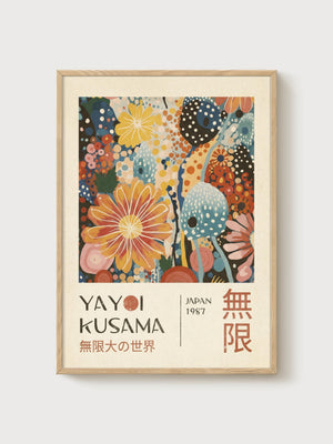 Yayoi Kusama Print poster in oak frame