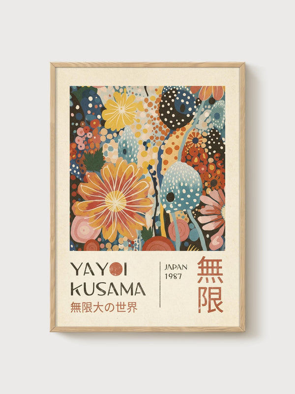 Yayoi Kusama Print poster in oak frame