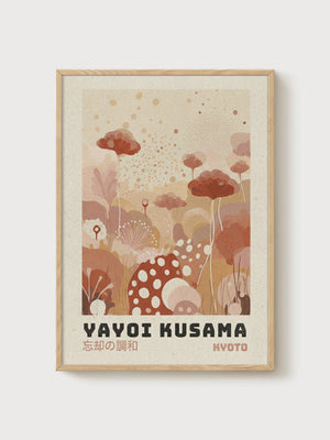 Yayoi Kusama Print poster in oak frame