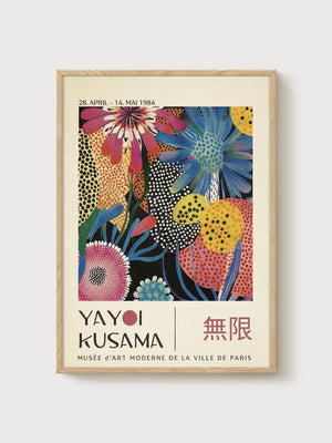 Yayoi Kusama Print poster in oak frame