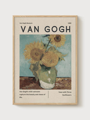 Van Gogh Sunflowers Print poster in oak frame
