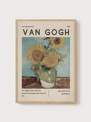 Van Gogh Sunflowers Print poster in oak frame