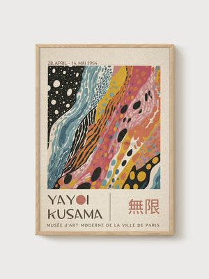 Yayoi Kusama Print poster in oak frame