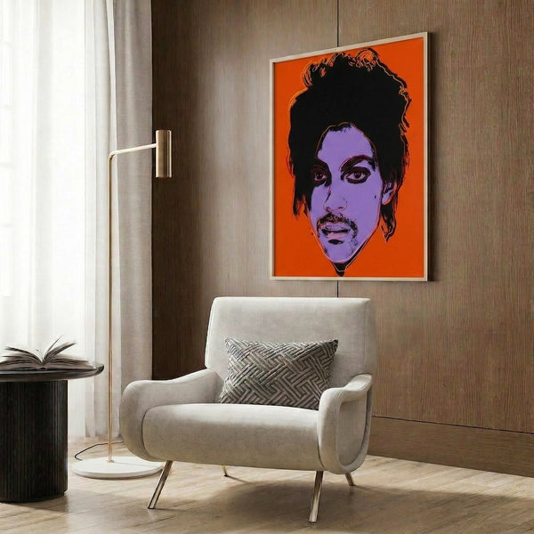 Colorful Prince pop art poster featuring bright neon palette and graphic portrait style, framed modern music-inspired wall art.