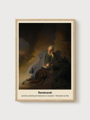 Rembrandt Jeremiah Lamenting Poster poster in oak frame