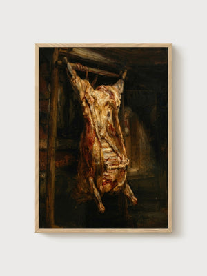Rembrandt Slaughtered Ox Poster poster in oak frame
