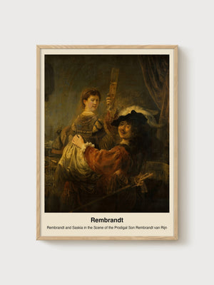 Rembrandt Dark Academia Print poster in oak frame