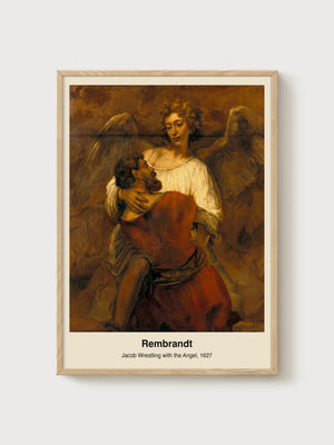 Rembrandt Jacob Wrestling with the Angel Poster poster in oak frame