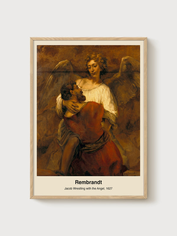 Rembrandt Jacob Wrestling with the Angel Poster poster in oak frame