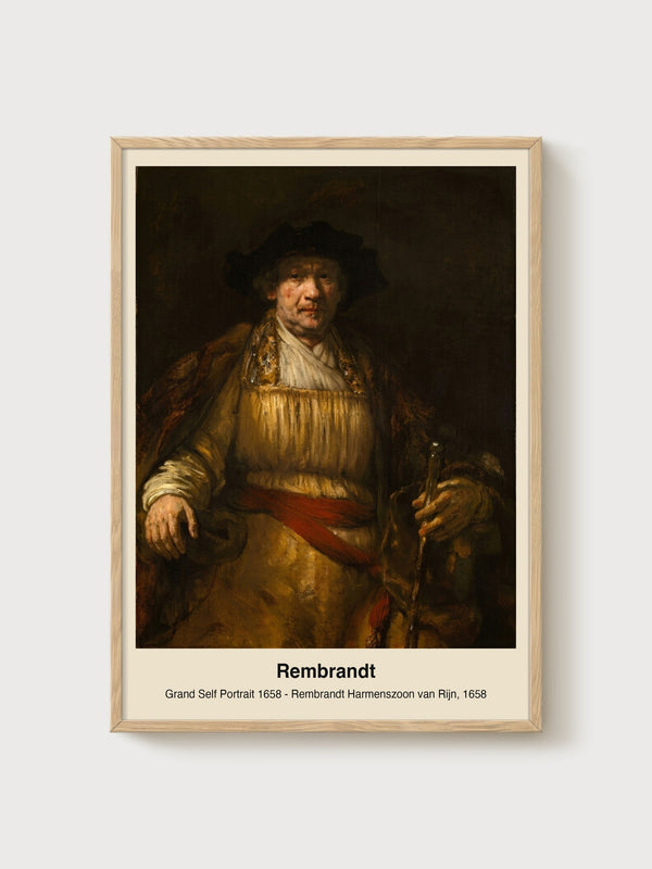 Rembrandt Portrait Painting poster in oak frame