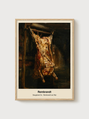 Rembrandt Slaughtered Ox Poster poster in oak frame