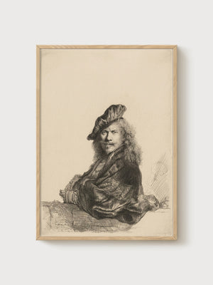 Rembrandt Self-Portrait 1639 Portrait Painting Print poster in oak frame