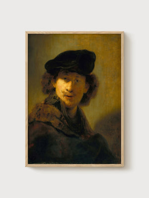 Rembrandt Self-Portrait Painting poster in oak frame