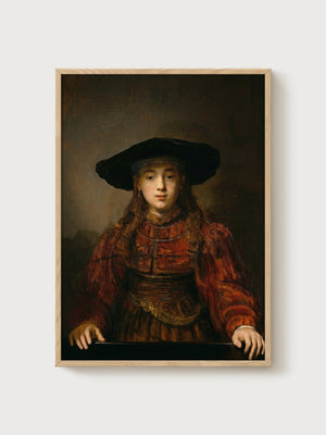 Rembrandt Portrait Painting poster in oak frame