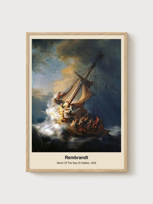 Rembrandt Storm On The Sea Of Galilee Poster poster in oak frame
