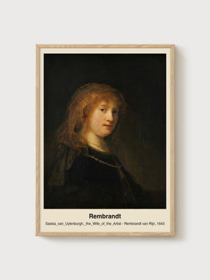 Rembrandt Saskia van Uylenburgh Portrait Painting poster in oak frame