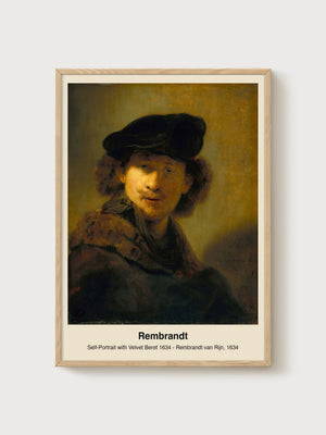Rembrandt Self-Portrait Painting poster in oak frame