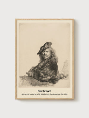 Rembrandt Self-Portrait 1639 Portrait Painting Print poster in oak frame