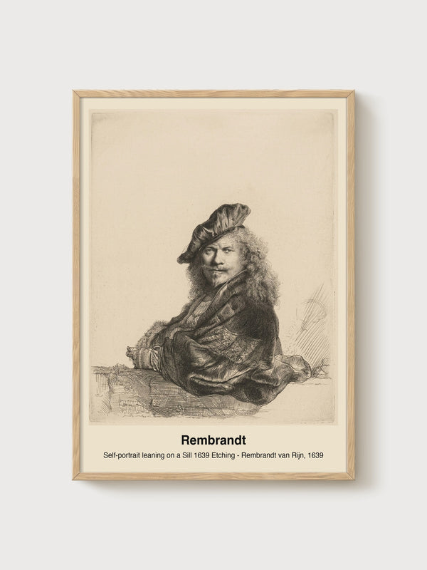 Rembrandt Self-Portrait 1639 Portrait Painting Print poster in oak frame