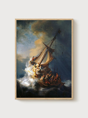 Rembrandt Storm On The Sea Of Galilee Poster poster in oak frame