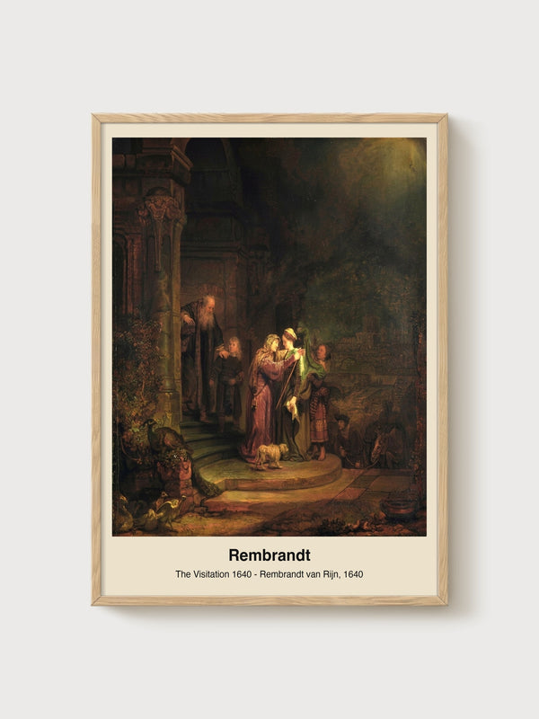 Rembrandt The Visitation Poster poster in oak frame